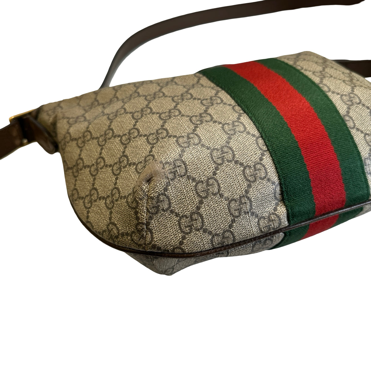 Used GUCCI GG Supreme Web Ophidia Shoulder Bag Beige Brown Green Red