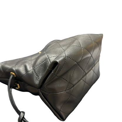 Brand New CHANEL Quilted Leather Gabrielle Hobo Bucket Bag Black Gold