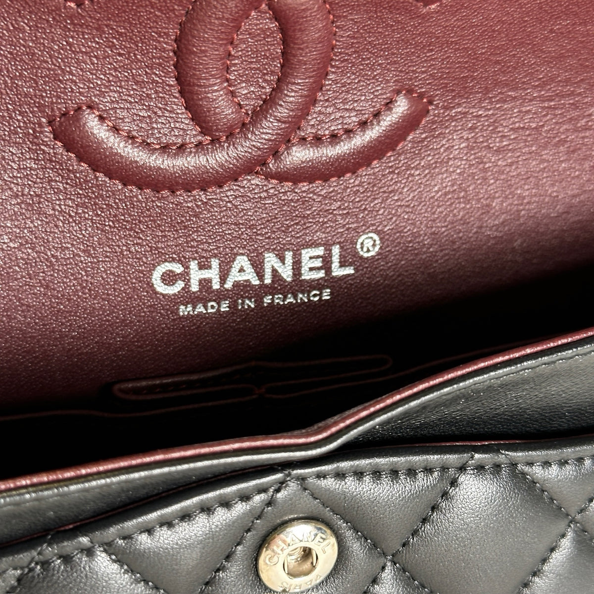 Used CHANEL Lambskin CF Crossbody Bag Black PHW