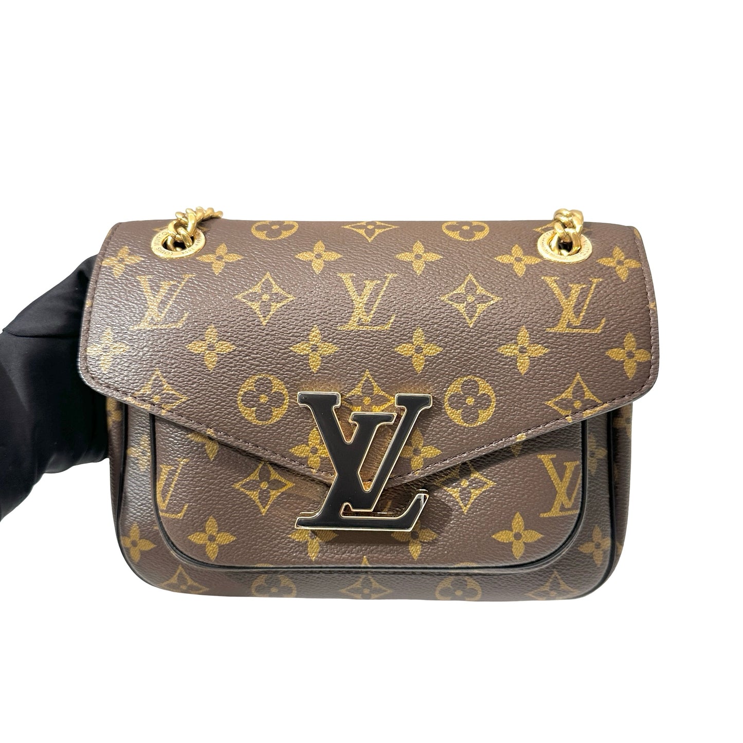 Used LOUIS VUITTON Monogram Canvas PASSY NM MNG Shoulder Bag Brown GHW