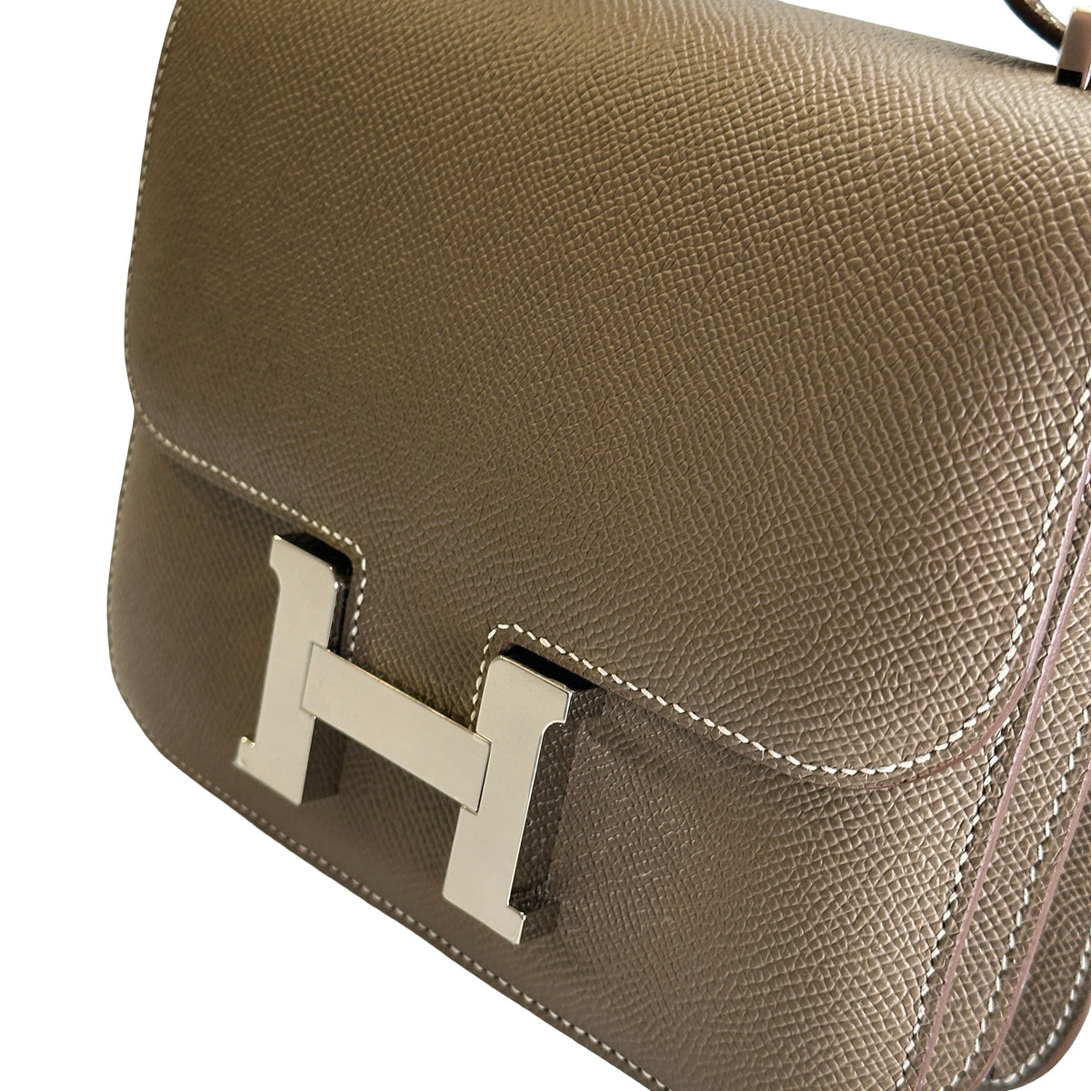 Brand New HERMES Epsom Leather Constance Crossbody Bag Etoupe