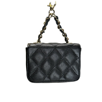 Used CHANEL Quilted Caviar Mini Flap Bag Mini Bag Black Gold Hardware