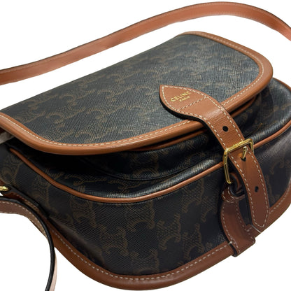 Used CÉLINE FOLCO BAG FOLCO Cross Body Bag Brown GHW