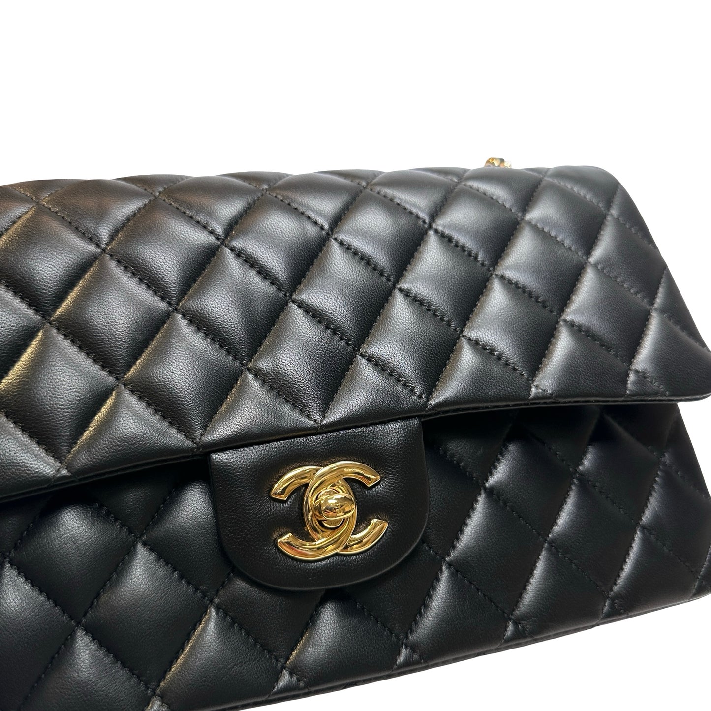 Used CHANEL Lambskin CF 25 Chain shoulder bag Black GHW
