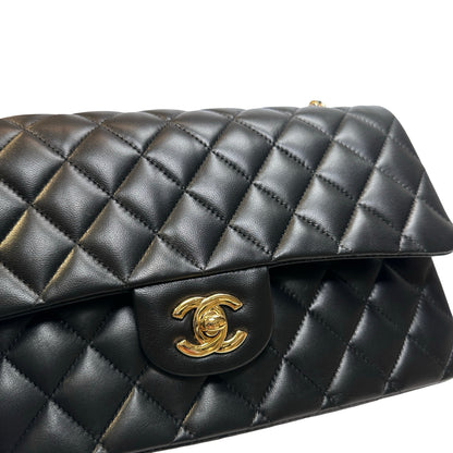 Used CHANEL Lambskin CF 25 Chain shoulder bag Black GHW