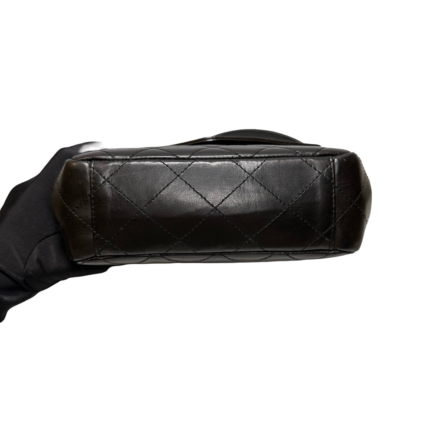 Used CHANEL Lambskin Leather Vintage Shoulder Shoulder Bag Black GHW