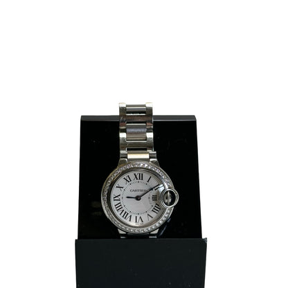 Used CARTIER Stainless Steel Diamond Bezel Ballon Bleu Watch Silver