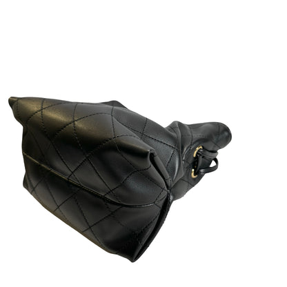 Brand New CHANEL Quilted Leather Gabrielle Hobo Bucket Bag Black Gold