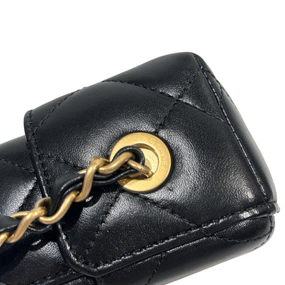 Used CHANEL Quilted Lambskin Plexi Box Bag Shoulder Bag Black Gold