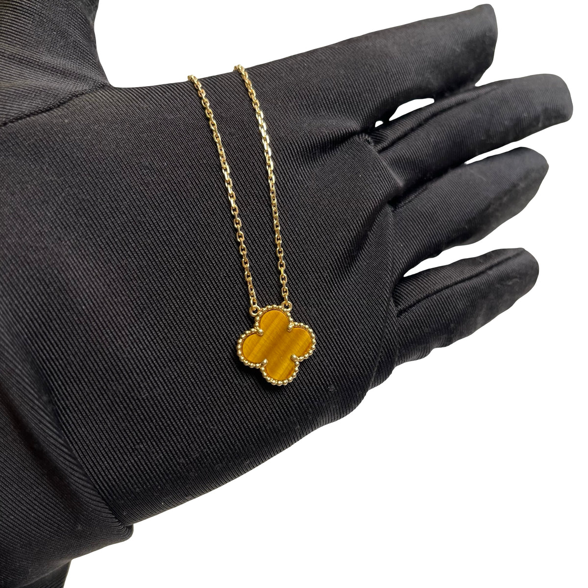 Used VAN CLEEF & ARPELS Tiger's Eye Vintage Alhambra Necklace Gold Brown