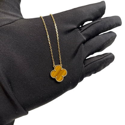 Used VAN CLEEF & ARPELS Tiger's Eye Vintage Alhambra Necklace Gold Brown