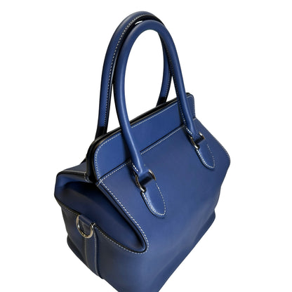 Used HERMES Leather Toolbox Handbag Blue