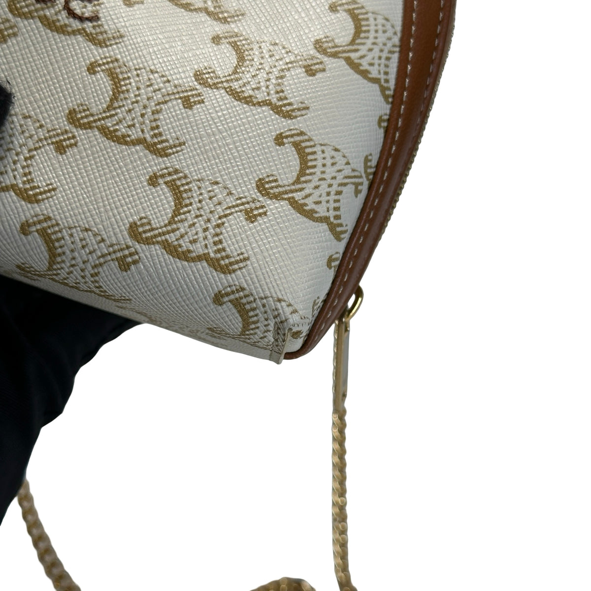 Used CELINE Canvas Cross body bag Brown White GHW