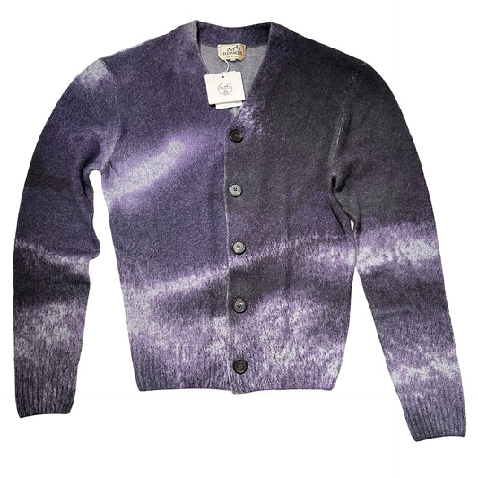 Unused HERMÈS Reflets Equestres Buttoned Cardigan Clothes Purple