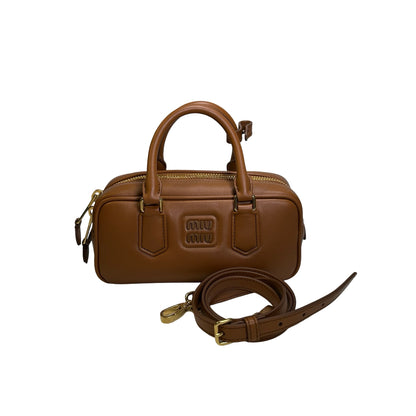 Used MIU MIU Leather Bowling Handbag Brown