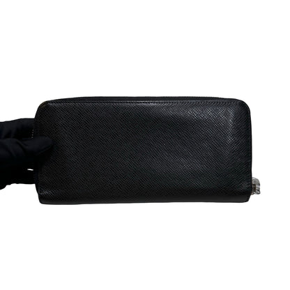 Used Louis Vuitton Taiga Long Wallet Black PHW