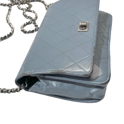 Used Chanel Shiny Calfskin WOC Cross Body Bag Baby Blue PHW