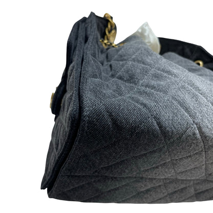 New CHANEL Denim Small 25 Denim Shoulder Bag GHW Black