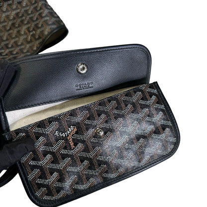 Used GOYARD Goyardine Saint Louis Tote Bag Black GHW