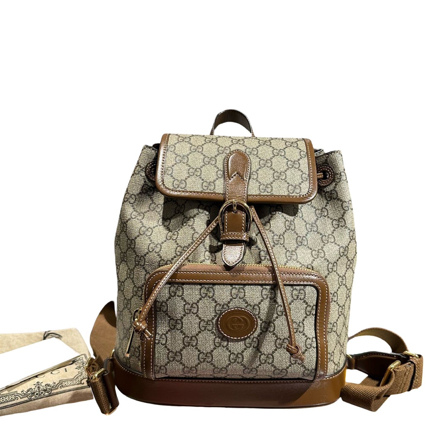 Used Gucci Canvas Gucci Monogram Backpack Backpack Beige Brown GHW