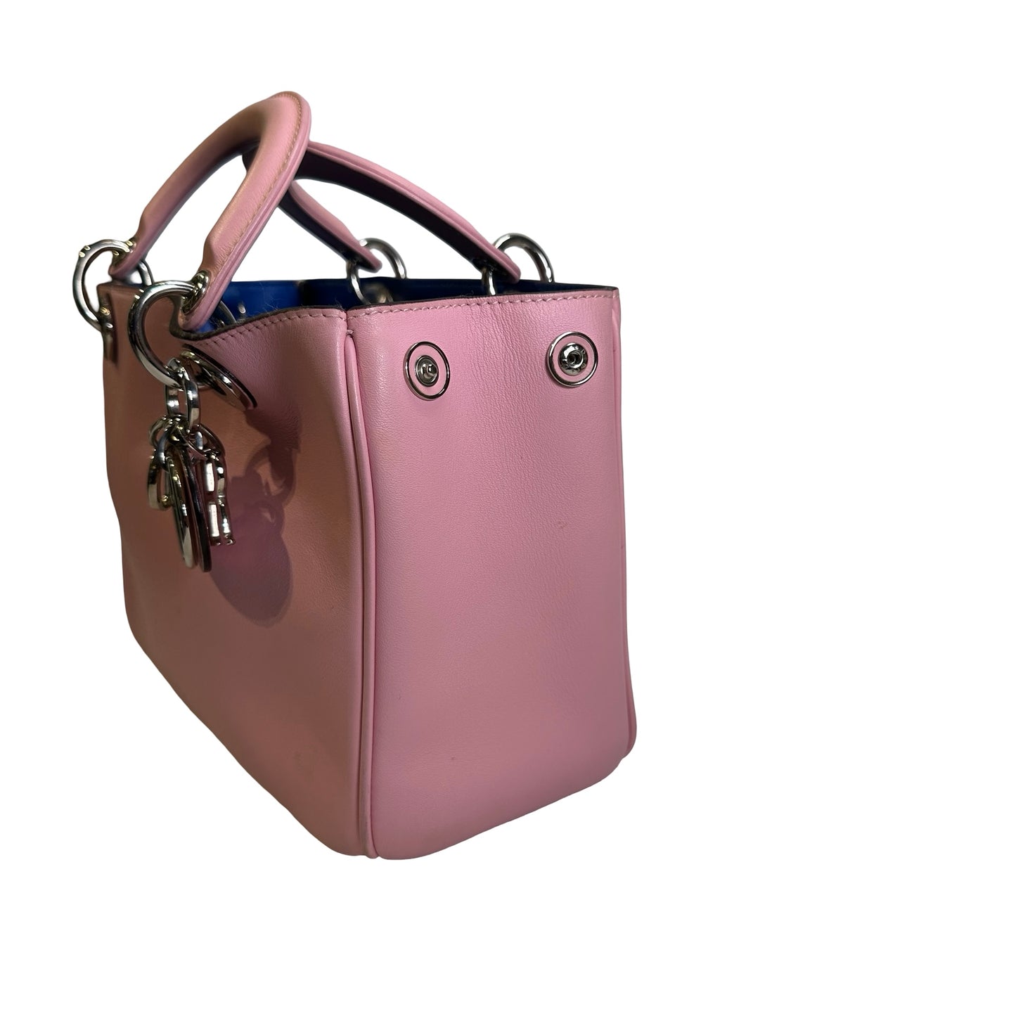 Used DIOR Calfskin Lady Dior Handbag Pink PHW