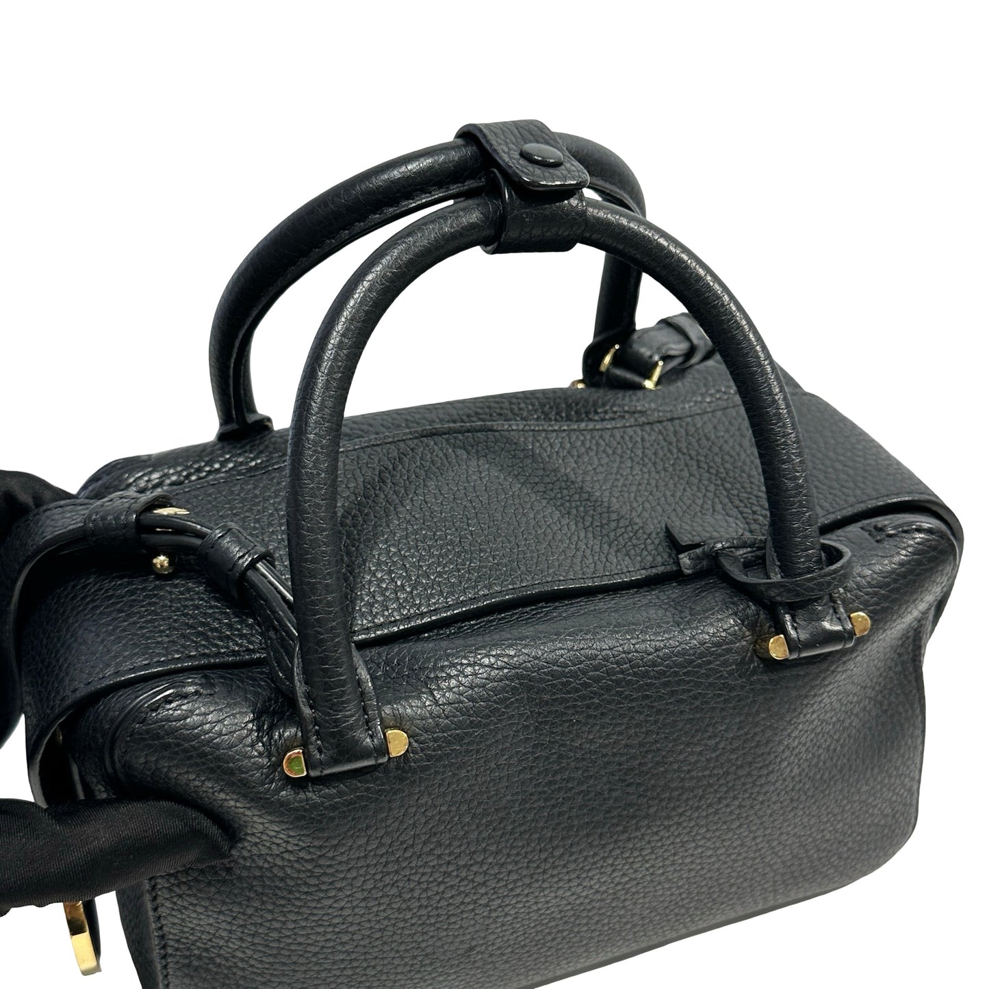 Used DELVAUX Leather Cool Box Handbag Black