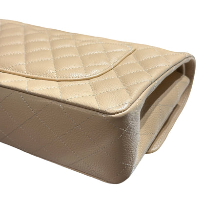 Used CHANEL Calf skin CF 25 Shoulder Bag Beige GHW