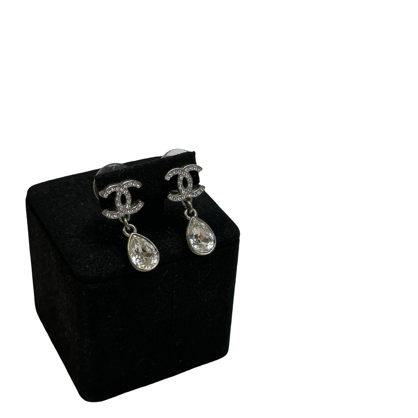 Used CHANEL CC Logo CC Pear Drop Earrings Earrings Silver