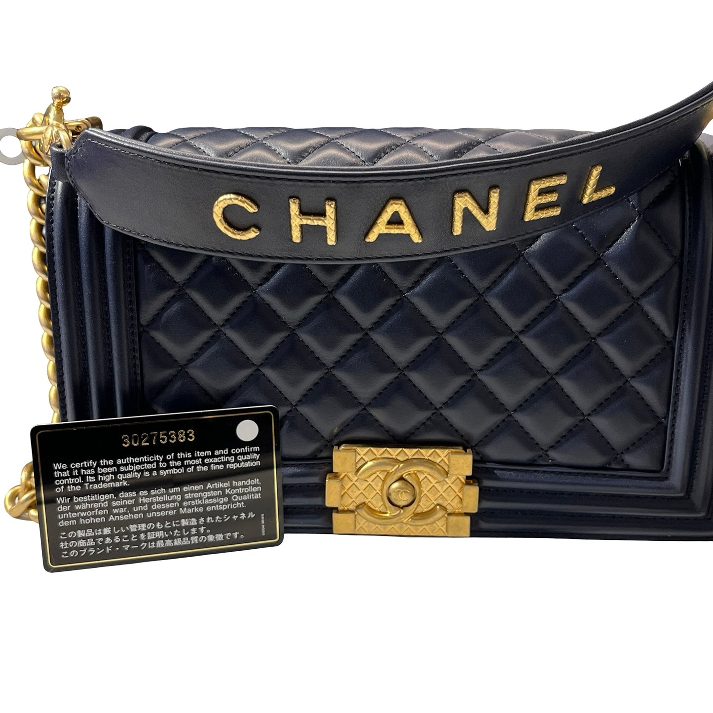 Used CHANEL Lambskin Leather Boy 25 Cross Body Bag