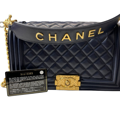 Used CHANEL Lambskin Leather Boy 25 Cross Body Bag