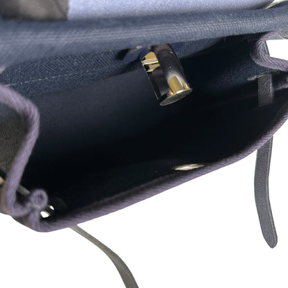 Brand New HERMES Canvas Leather Mini Herbag Handbag Navy PHW