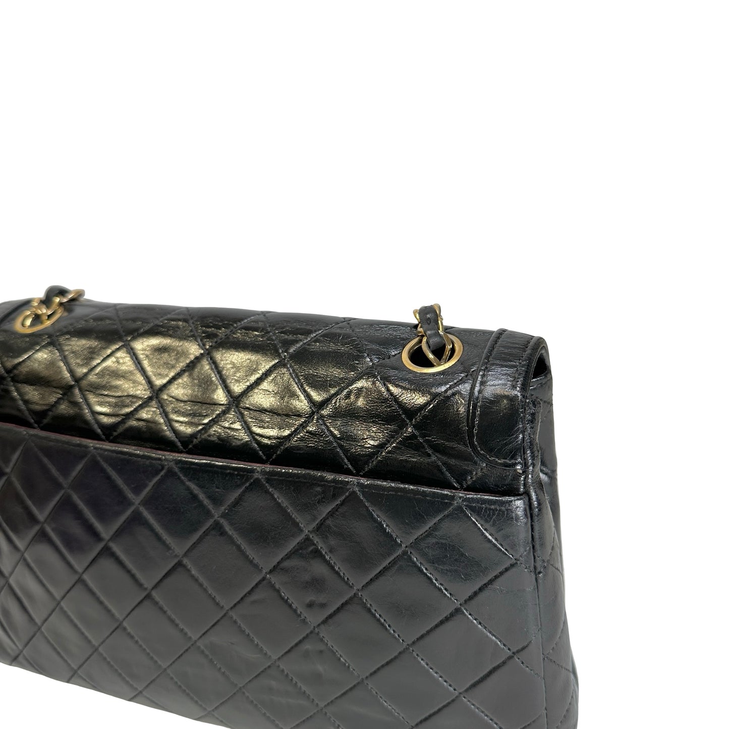 Used CHANEL Quilted Quilted Classic Flap Bag Shoulder Bag Black Gold