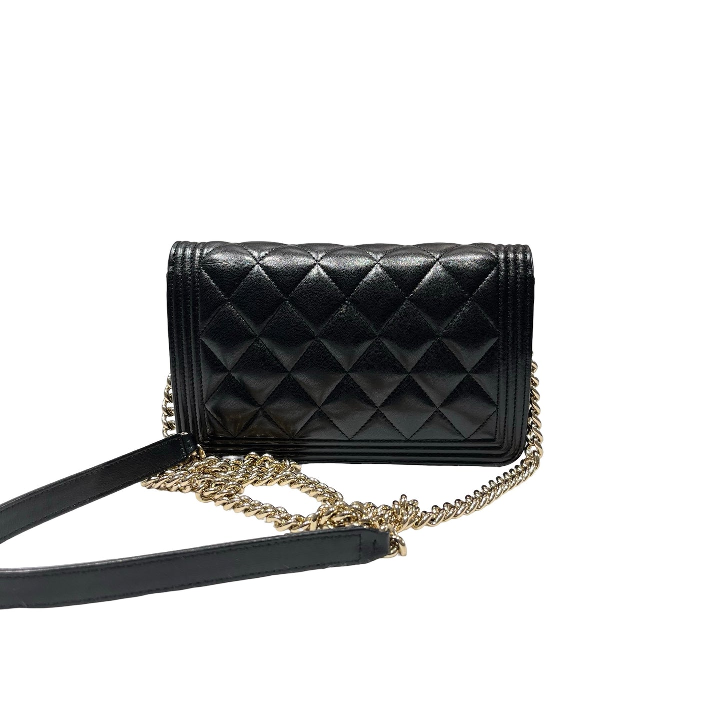 Used Chanel Lambskin Leather WOC Shoulder Bag Black GHW