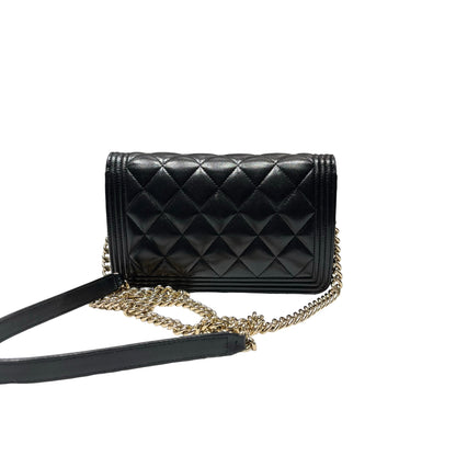 Used Chanel Lambskin Leather WOC Shoulder Bag Black GHW