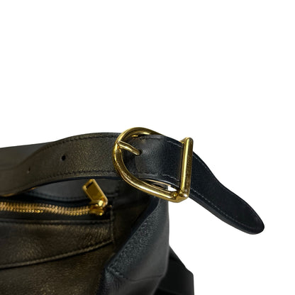 Used CELINE Leather Sangle Bucket Bag Shoulder Bag Black