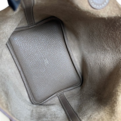 Used HERMES Clemence Picotin Lock Handbag Etain