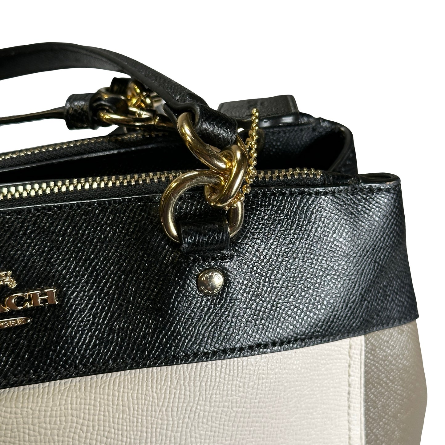Used COACH Calfskin Two way shoulder bag Two Way Shoulder Bag Black White