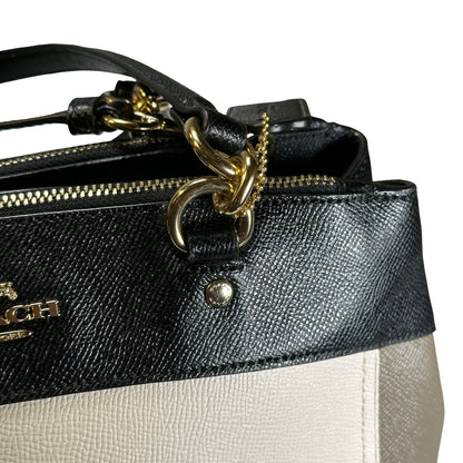 Used COACH Calfskin Two way shoulder bag Two Way Shoulder Bag Black White