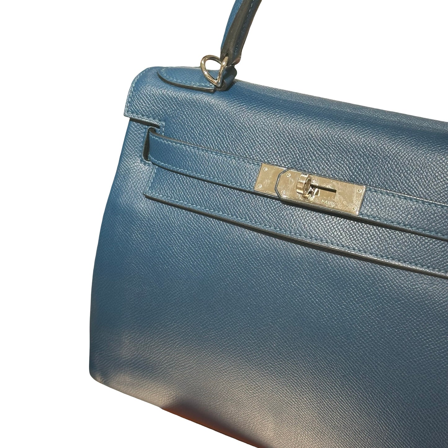 HERMÈS Kelly 28 Two Way Shoulder Bag Blue PHW
