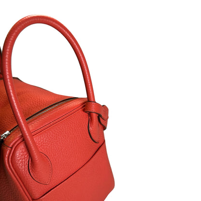 Used HERMES Clemence Lindy Handbag Pink