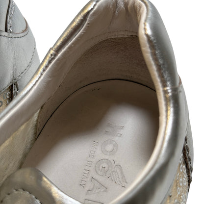 Used Hogan Calfskin Leather Shoes Silver