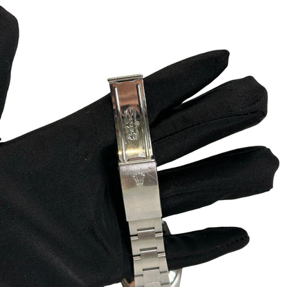 Used ROLEX Stainless Steel Diamond Bezel Oyster Perpetual Date Watch Silver Black