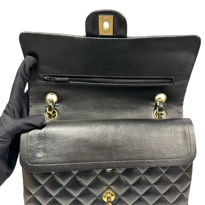 Used Chanel Calfskin Leather CF 25 Shoulder Bag Black GHW
