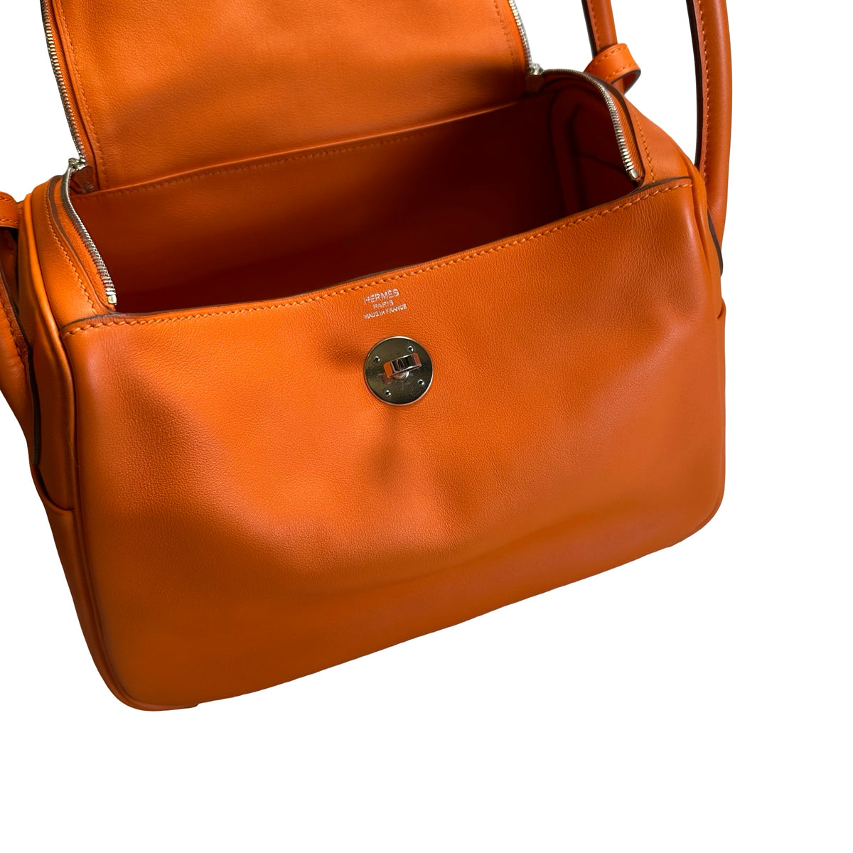 Used HERMES Lindy 26 Crossbody Bag Orange