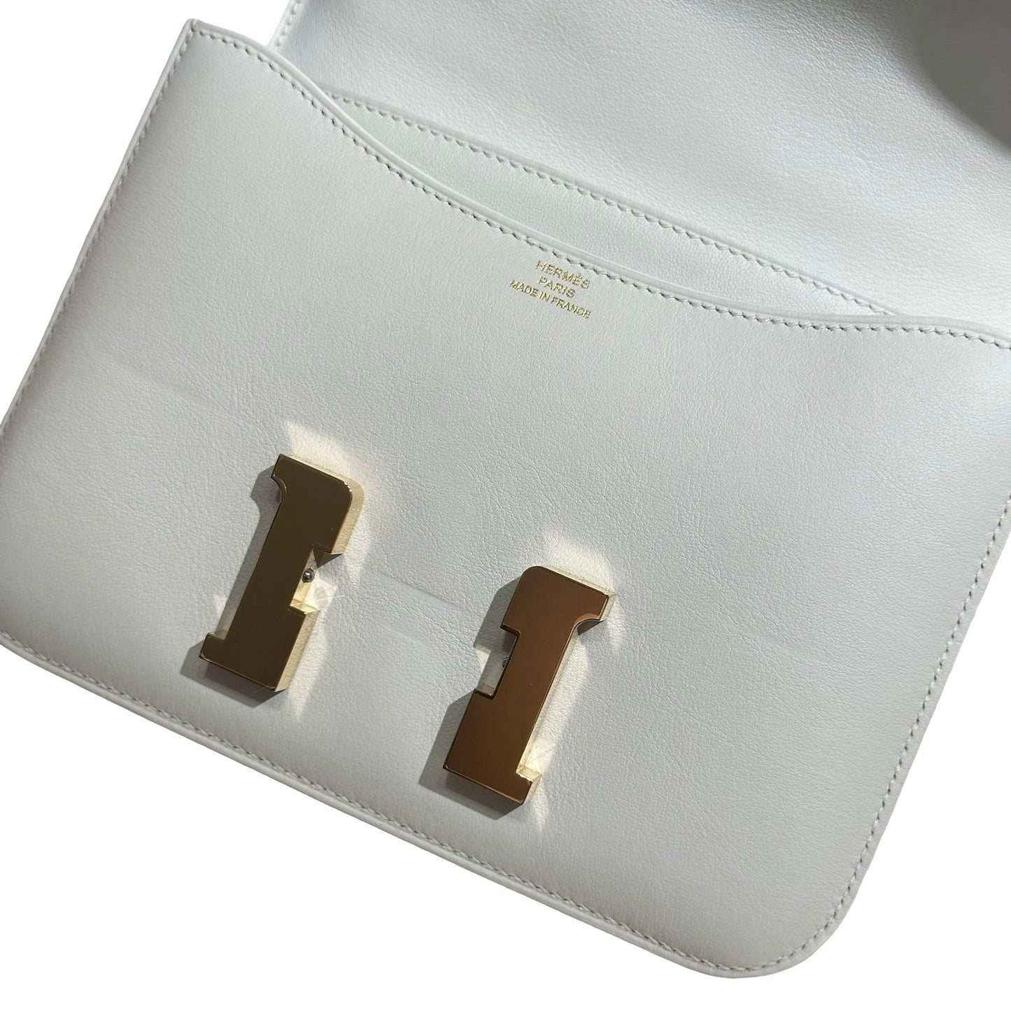 Used HERMES MINI CONSTANCE Shoulder Bag WHITE GHW