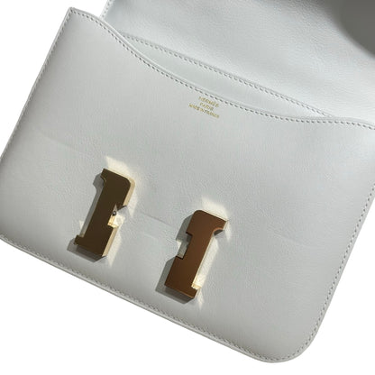 Used HERMES MINI CONSTANCE Shoulder Bag WHITE GHW