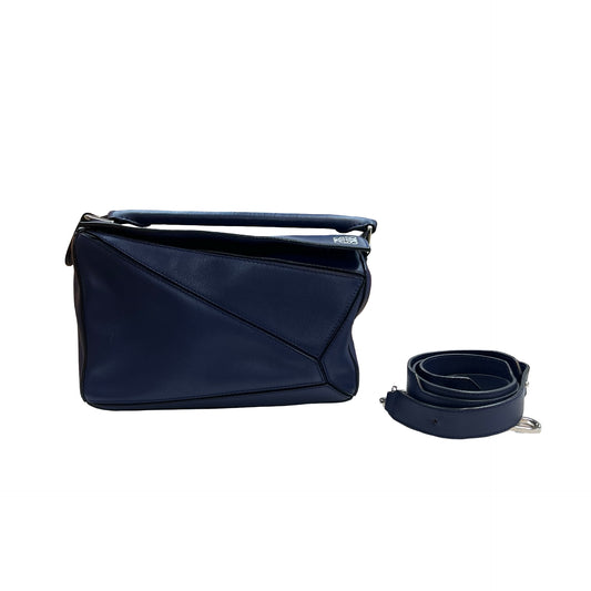 Used Loewe Puzzle Bag Navy Blue PHW