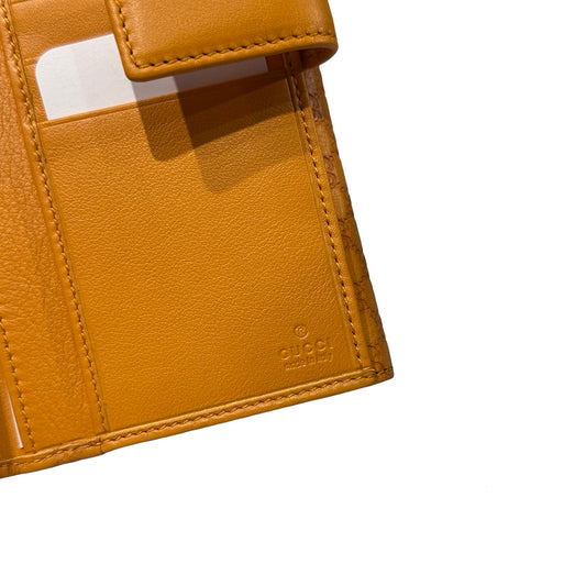 Used GUCCI Calfskin Leather Gucci Long Wallet Clutch Yellow PHW