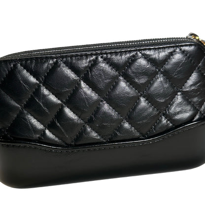 Used CHANEL Calfskin Leather Gabrielle woc Chain shoulder bag Black PHW
