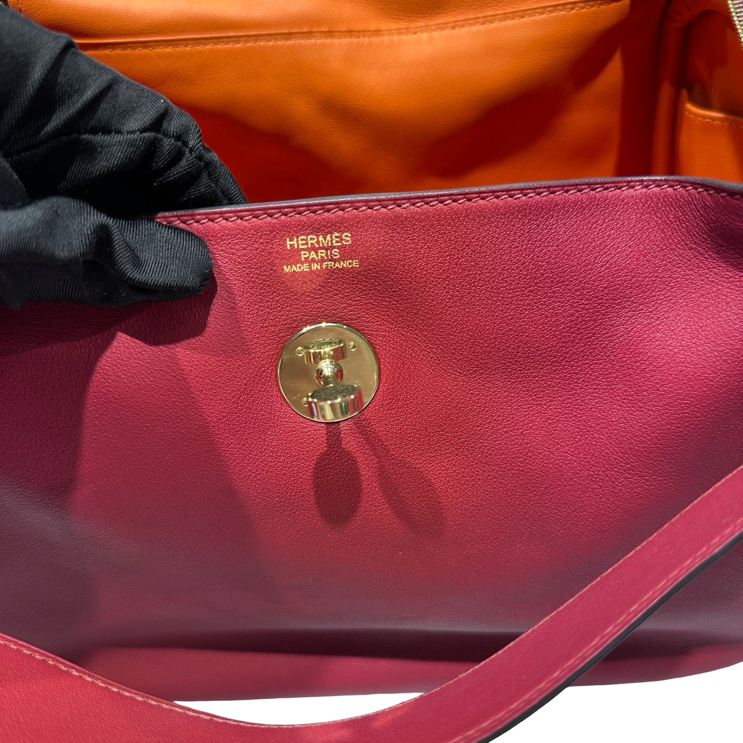 Used HERMÈS Lindy 30 Two Way Shoulder Bag Red Orange (93) GHW